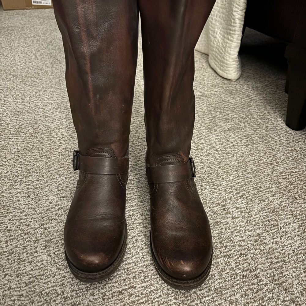 Frye Veronica Slouch Motorcycle Boots Womens Size 9 cognac